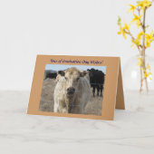 卒業は-かわいく白い牛-牧場か農場を望みます カード (黄色い花)