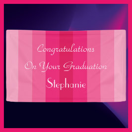 卒業または退職パーティーストライプピンク色の名前 横断幕