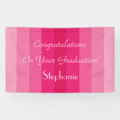 卒業または退職パーティーストライプピンク色の名前 横断幕 (横)