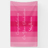 卒業または退職パーティーストライプピンク色の名前 横断幕 (縦)