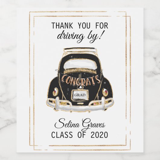 卒業までに車を運転してくれてありがとう ワインラベル (シングルラベル)