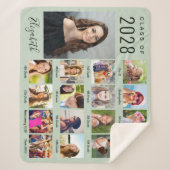 卒業までの年の写真コラージュのセージ シェルパブランケット (正面)