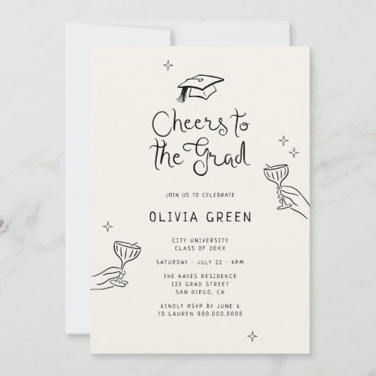 卒業までの手描き応援 招待状 (正面)