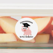 卒業を祝う漫画の豚 ラベル (貼付)