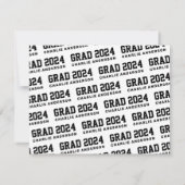 卒業アドバイスとウィッシュ卒業年の白黒 ノートカード (裏面)