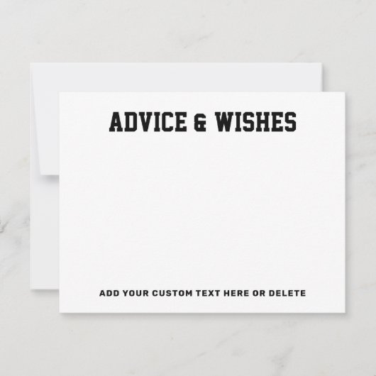 卒業アドバイスとウィッシュ卒業年の白黒 ノートカード (正面)