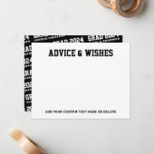 卒業アドバイスとウィッシュ卒業年の白黒 ノートカード (正面/裏面インサイチュ)