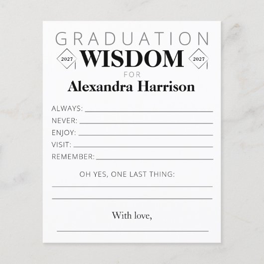 卒業アドバイス記念カード |黒い金ゴールド (正面)