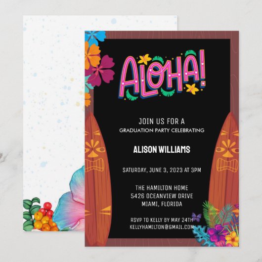 卒業アロハ招待状 招待状 (正面/裏面)