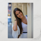 卒業アーチフォトシルバーの大学院 箔招待状 (裏面)