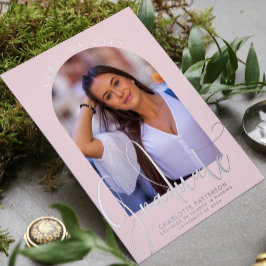 卒業アーチフォトシルバーの大学院 箔招待状