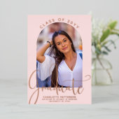 卒業アーチフォトバラ金ゴールド 箔招待状 (立ち正面)