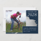 卒業アート |ネイビーブルーシルバースプラッシュ2写真 案内状 (正面)