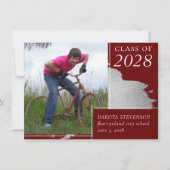 卒業アート |濃い赤のシルバーの汚れ2枚の写真 案内状 (正面)