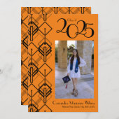 卒業アールデコブラックオレンジ発表 招待状 (正面/裏面)