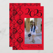 卒業アールデコブラックレッド発表 招待状 (正面/裏面)