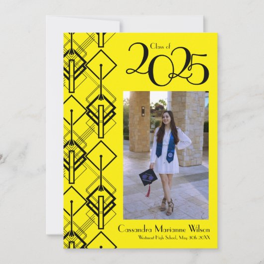 卒業アールデコブラックレッド発表 招待状 (正面)