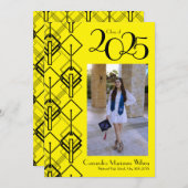 卒業アールデコブラックレッド発表 招待状 (正面/裏面)