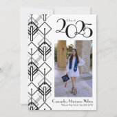 卒業アールデコ白黒発表 招待状 (正面)