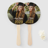 卒業イエロースクリプトグラッドフォトモダンパーティー ハンドファン (正面&裏面)