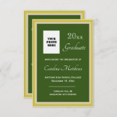 卒業イエロー金ゴールドフレームグリーン卒業 案内状 (正面/裏面)