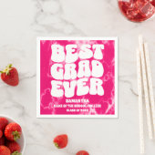 卒業エバ最高のーピンク絞り染め卒業パーティー スタンダードカクテルナプキン (インサイチュ)