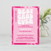 卒業エバ最高のーピンク絞り染め卒業パーティー 招待状 (スタンド正面)