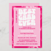 卒業エバ最高のーピンク絞り染め卒業パーティー 招待状 (正面/裏面)