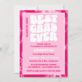 卒業エバ最高のーピンク絞り染め卒業パーティー 招待状