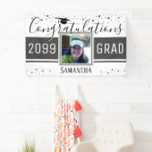 卒業エレガントおめでとうフォトグレー 横断幕 (インサイチュ)