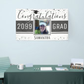 卒業エレガントおめでとうフォトグレー 横断幕 (トレードショー)