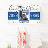 卒業エレガントおめでとう写真青 横断幕 (インサイチュ)