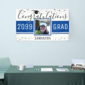 卒業エレガントおめでとう写真青 横断幕 (トレードショー)