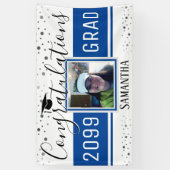 卒業エレガントおめでとう写真青 横断幕 (縦)