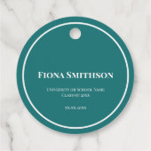 卒業エレガントお祝いグリーンアンドホワイト フェイバータグ (裏面)