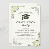 卒業エレガントお祝い招待状2025 招待状 (正面/裏面)
