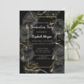 卒業エレガントキャップブラック卒業パーティー 招待状 (スタンド正面)