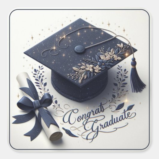 卒業エレガントキャップ及び卒業証書 スクエアシール (正面)