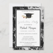 卒業エレガントキャップ大理石卒業パーティー 招待状 (正面)