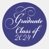 卒業エレガントクラス2024ブルーホワイトクラシック ラウンドシール (正面)