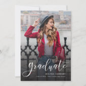 卒業エレガントスクリプト写真2025 Grad 案内状 (正面)