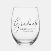 卒業エレガントスクリプト ステムなしワイングラス (正面)