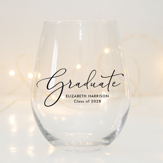 卒業エレガントスクリプト ステムなしワイングラス