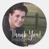 卒業エレガントタイポグラフィありがとう ラウンドシール (正面)