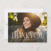 卒業エレガントタイポグラフィ写真卒業 サンキューカード (正面)