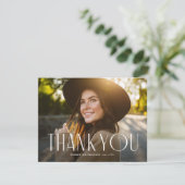 卒業エレガントタイポグラフィ写真卒業 サンキューカード (スタンド正面)