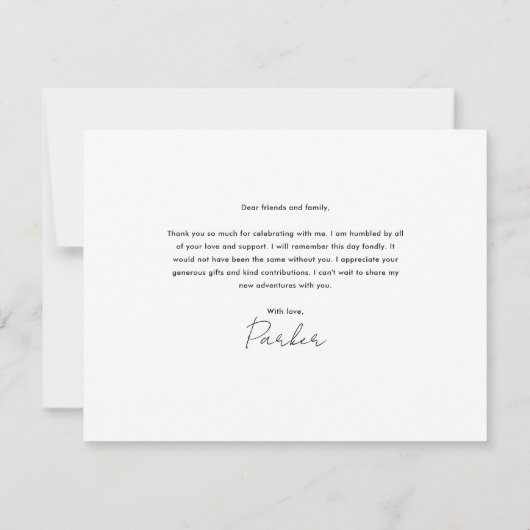 卒業エレガントタイポグラフィ写真卒業 サンキューカード (裏面)