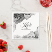 卒業エレガントナプキン | 水彩（黒） スタンダードカクテルナプキン (インサイチュ)