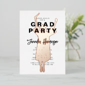 卒業エレガントパーティブラックバラ金ゴールド 箔招待状 (立ち正面)