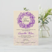 卒業エレガントパーティヴィンテージバラ紫檀 招待状 (スタンド正面)